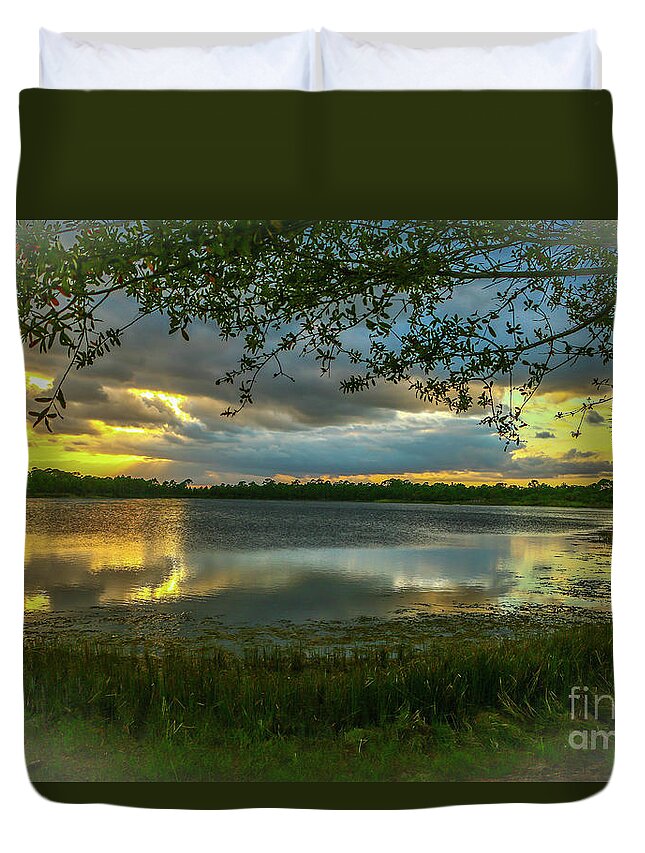 Cloud Duvet Cover featuring the photograph Gray Cloud Sunset by Tom Claud