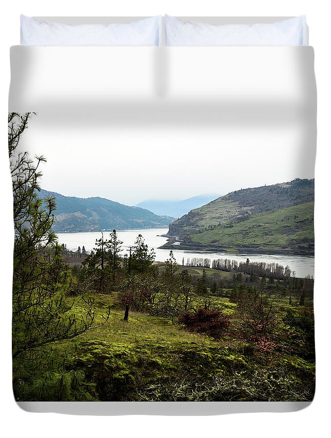 Gray Skies Around The Bend Duvet Cover featuring the photograph Gray Skies around the Bend by Tom Cochran