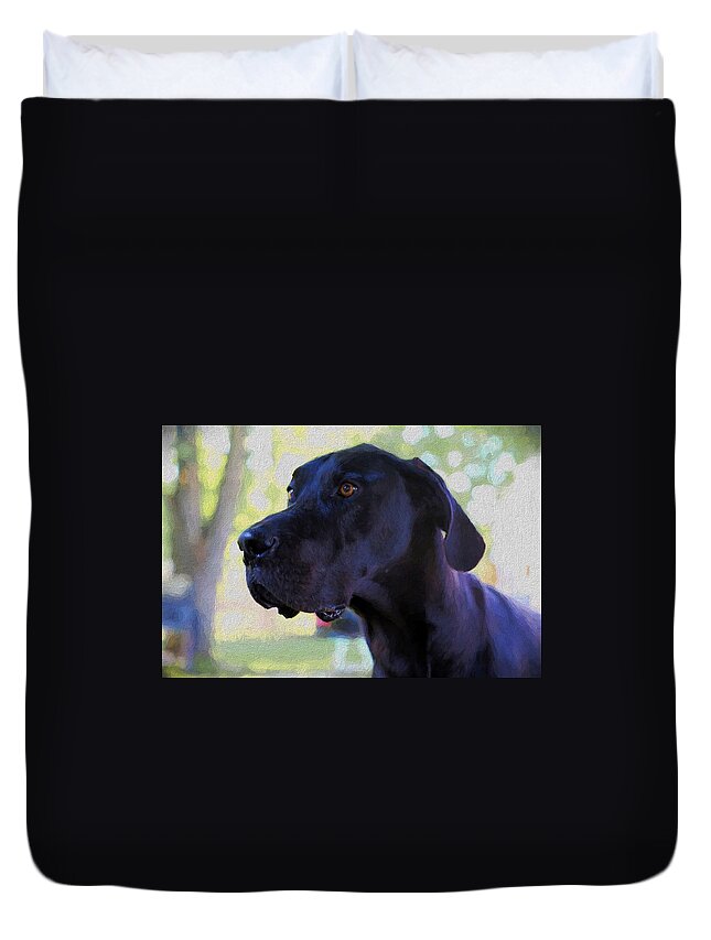 Great Dane Duvet Cover featuring the painting Great Dane by Theresa Campbell