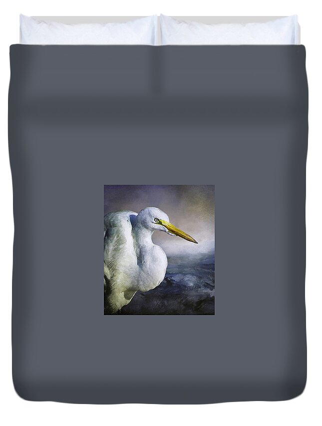 Great Egret Duvet Cover featuring the photograph Great Egret by Morgan Wright
