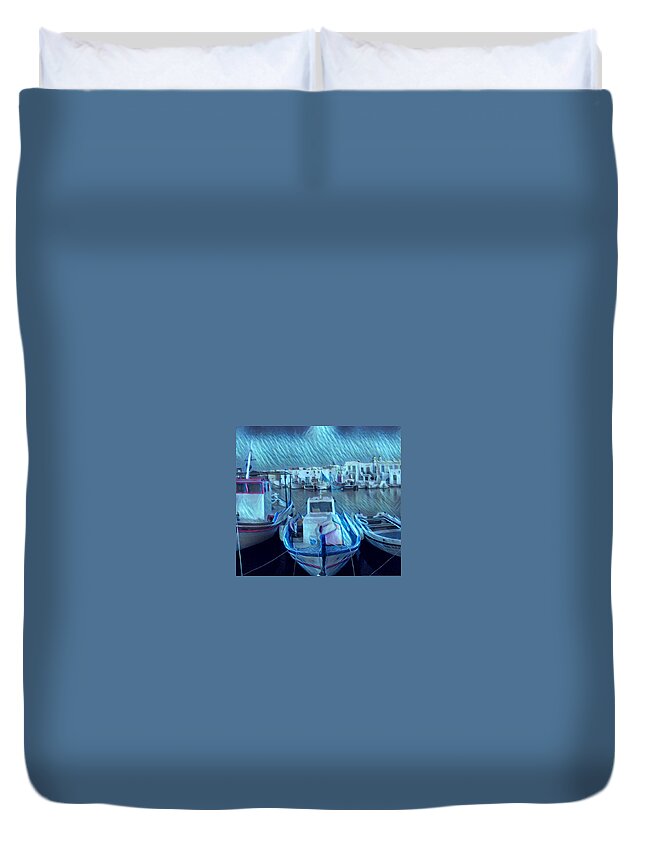 Colette Duvet Cover featuring the photograph Greek Island House by Colette V Hera Guggenheim