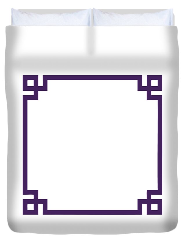 Greek Key Border Purple Duvet Cover For Sale By Custom Home Fashions