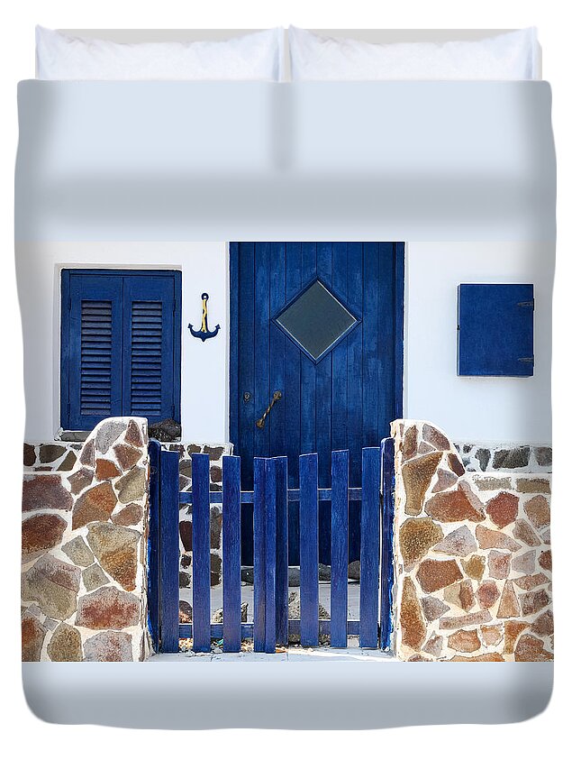 Home Duvet Cover featuring the photograph Greek traditional house by Michalakis Ppalis