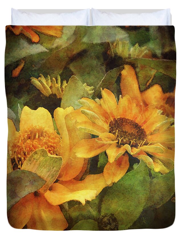 Green Duvet Cover featuring the photograph Green and Gold 1068 IDP_2 by Steven Ward