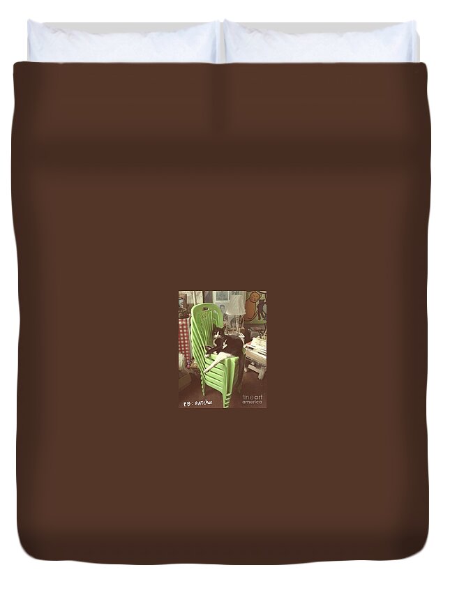 Sitting Duvet Cover featuring the photograph Green Chair Sitting by Sukalya Chearanantana