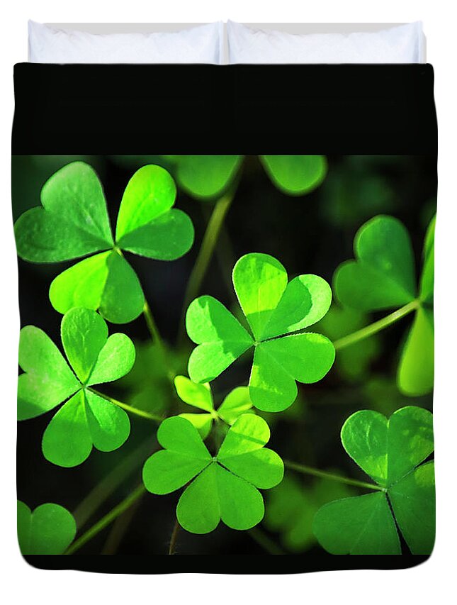 Clover Duvet Cover featuring the photograph Green Clover by Christina Rollo