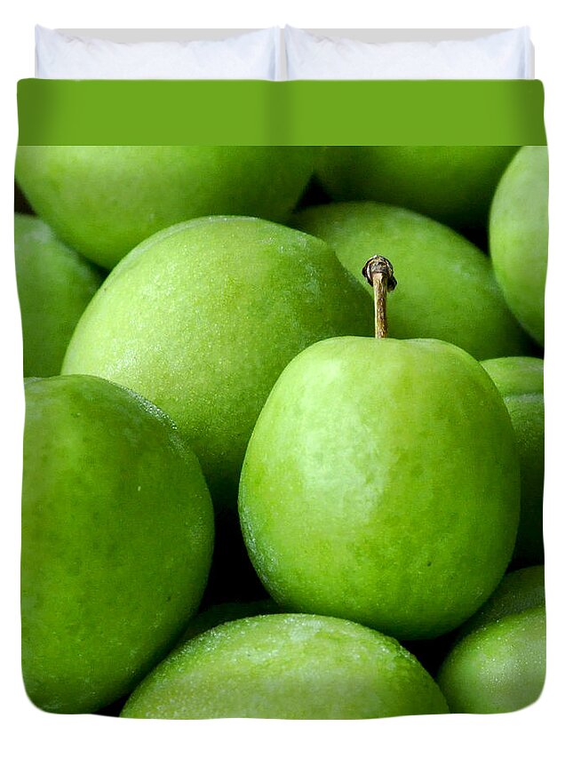 Green Duvet Cover featuring the photograph Green Fruit by Glenn Grossman