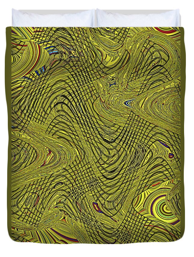 Green Grass Behind The Fence #9 Duvet Cover featuring the digital art Green Grass Behind The Fence #9 by Tom Janca