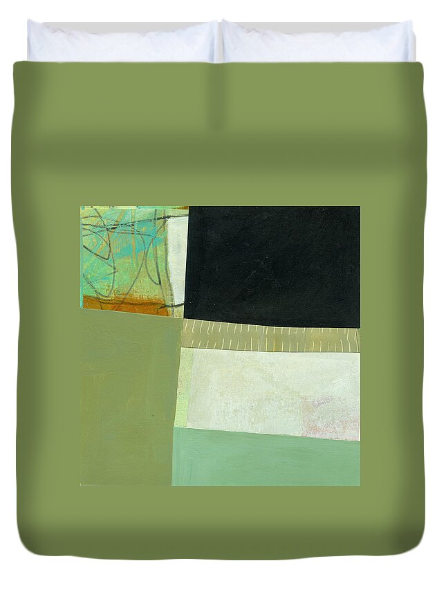 Abstract Art Duvet Cover featuring the painting Green Gray by Jane Davies