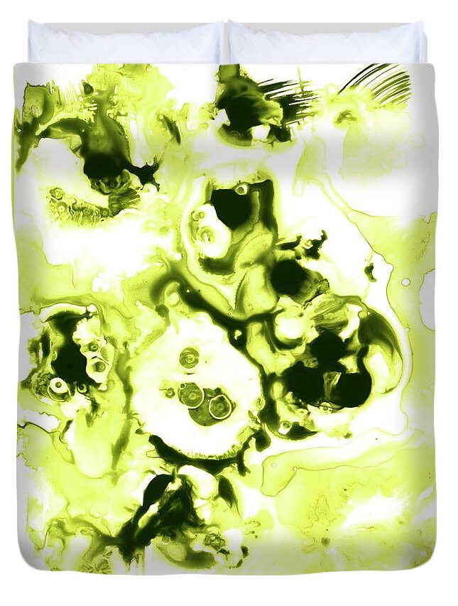 Green Duvet Cover featuring the painting Green Lime Fantasy by Anastasiya Malakhova