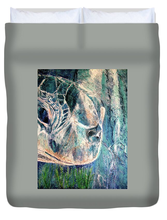 Endangered Species Duvet Cover featuring the painting Green Sea Turtle by Toni Willey