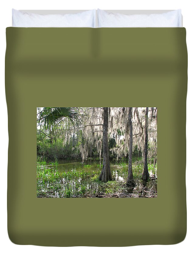 Nature Duvet Cover featuring the photograph Green Swamp by Peggy Urban