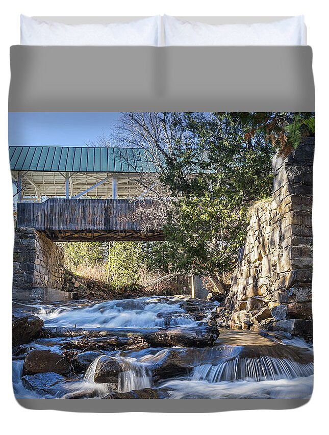 Covered Bridge Duvet Cover featuring the photograph Greenbank Hollow Covered Bridge by Tim Kirchoff