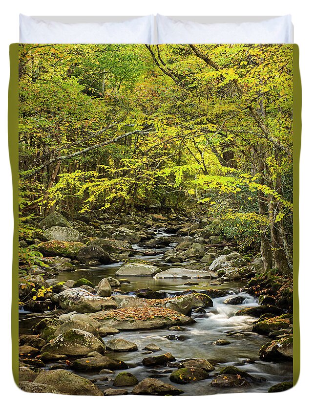 Greenbrier In Great Smoky National Park Duvet Cover featuring the photograph Greenbrier by Peg Runyan