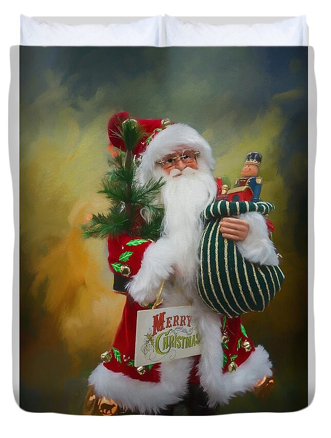 Santa Claus Duvet Cover featuring the photograph Greeting Card for Christmas by Eva Lechner