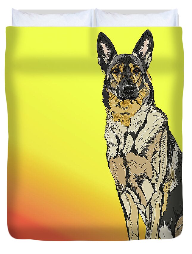 Gsd Duvet Cover featuring the digital art Gretchen in Digital by Ania M Milo