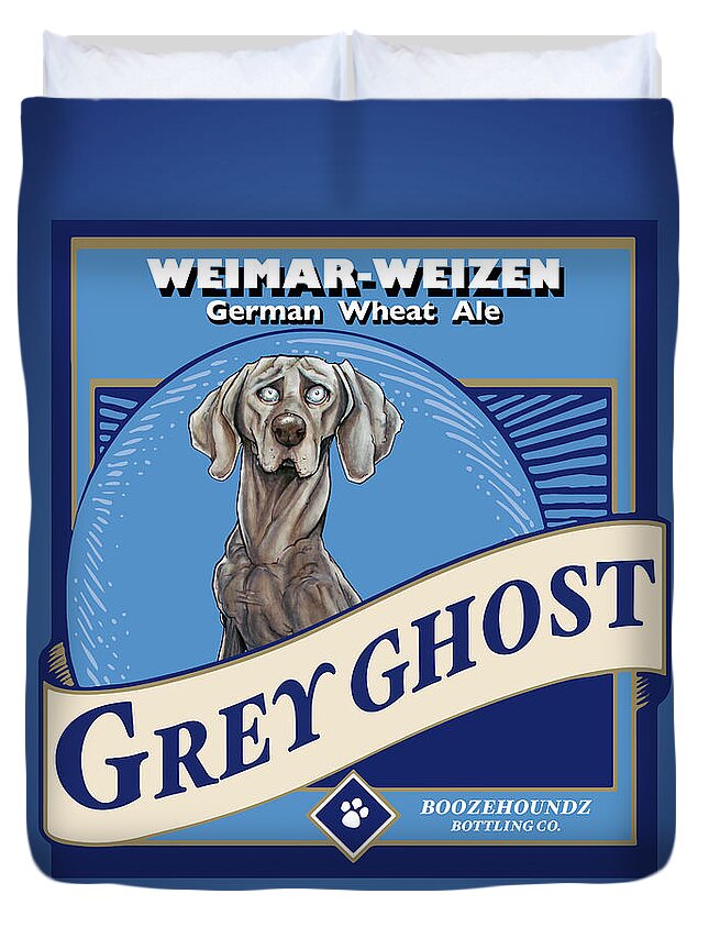 Beer Duvet Cover featuring the drawing Grey Ghost Weimar-Weizen Wheat Ale by John LaFree