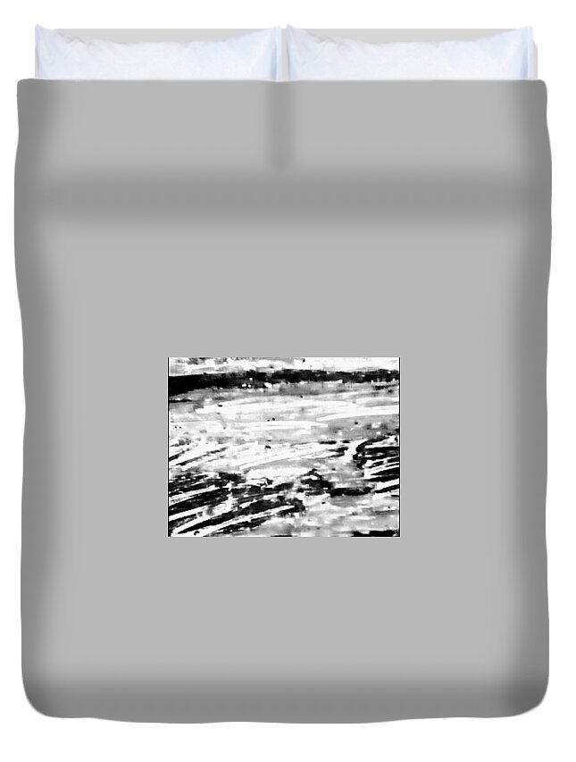 A Pastel Drawing Duvet Cover featuring the pastel Grey Seas by Brenae Cochran