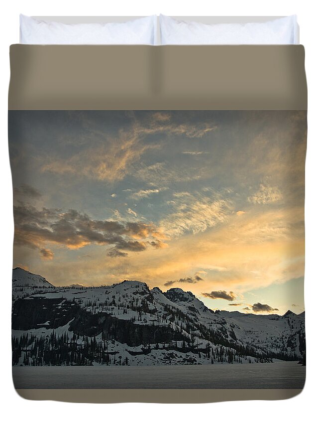 Mountain Duvet Cover featuring the photograph Grey Wolf Lake by Jedediah Hohf
