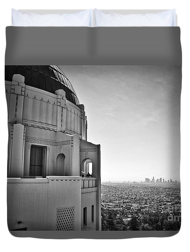 Griffith Park Duvet Cover featuring the photograph Griffith Observatory and Downtown Los Angeles by Kirt Tisdale