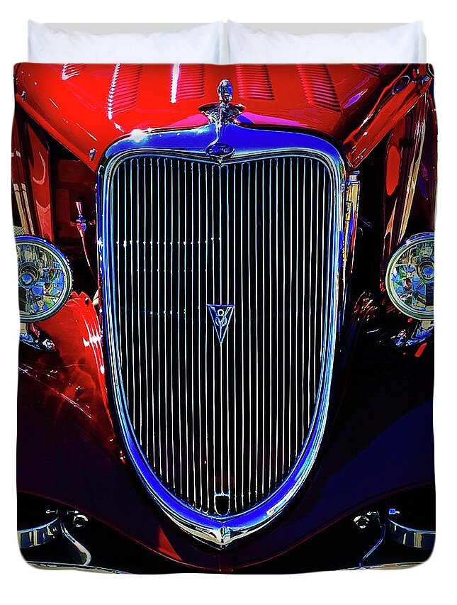 Classic Car Grille Duvet Cover featuring the photograph Grille Me by Joseph J Stevens