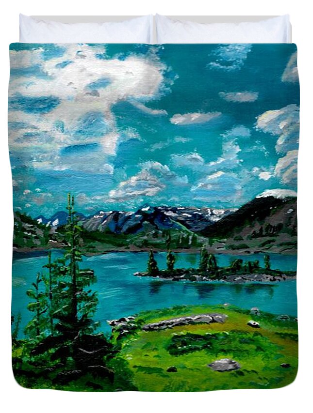 Grizzly Lake Duvet Cover featuring the painting Grizzly Lake by David Bigelow