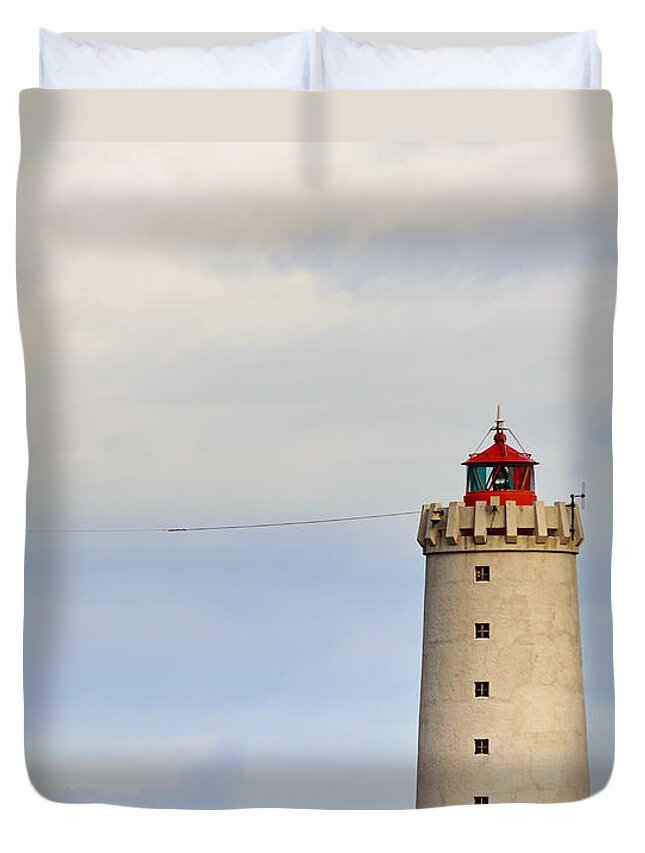  Grotta Duvet Cover featuring the photograph Grotta Lighthouse Iceland by Marianne Campolongo