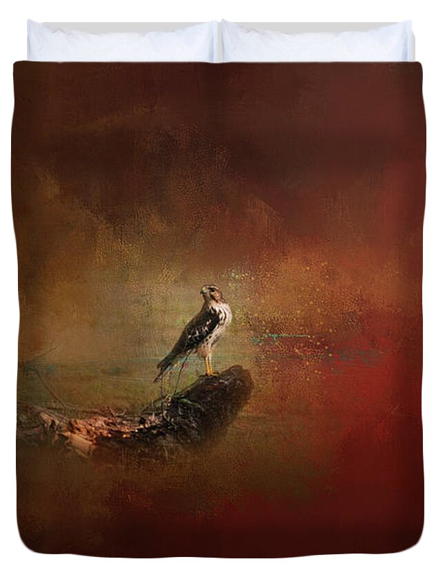 Jai Johnson Duvet Cover featuring the photograph Ground Level Red Tailed Hawk Art by Jai Johnson