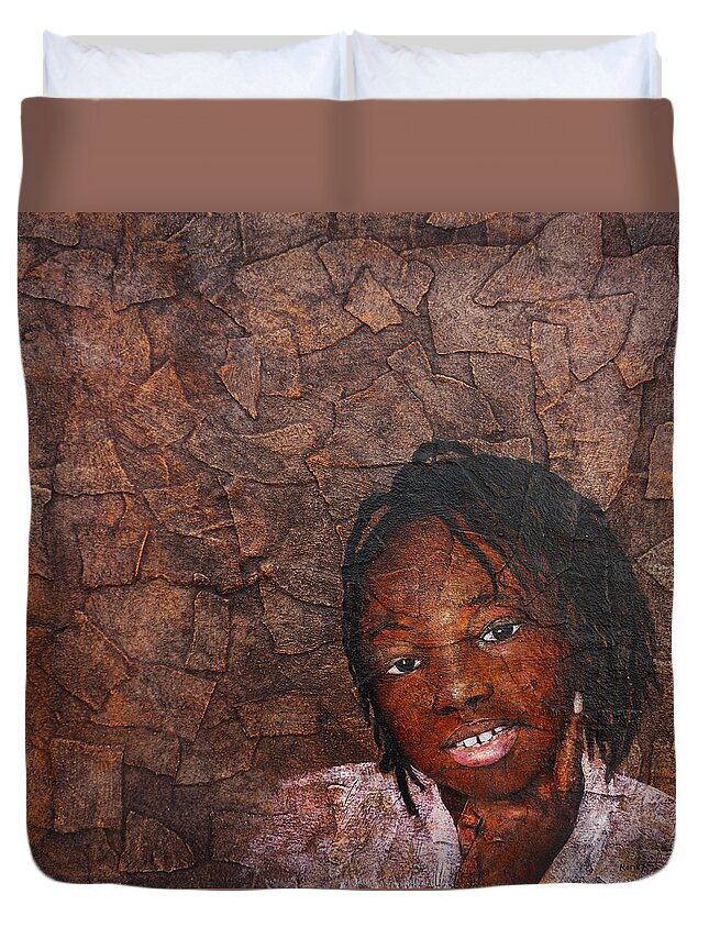 Ronex Art Duvet Cover featuring the painting Growing Dreads by Ronex Ahimbisibwe