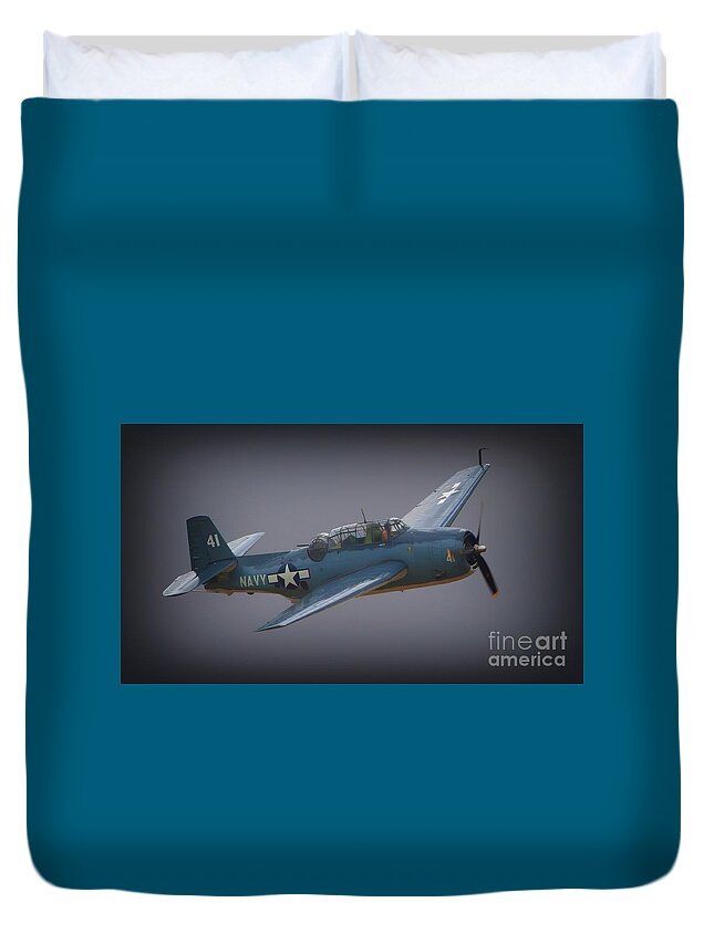 Transportation Duvet Cover featuring the photograph Grumman TBF Avenger No.41 BlueGray by Gus McCrea