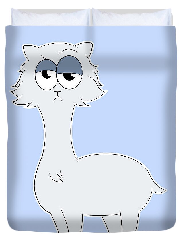 Catifornia Duvet Cover featuring the digital art Grumpy Persian Cat Llama by Catifornia Shop