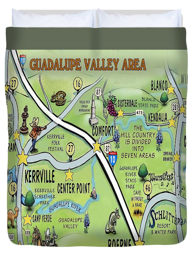 Guadalupe Duvet Cover featuring the digital art Guadalupe Valley Area by Kevin Middleton