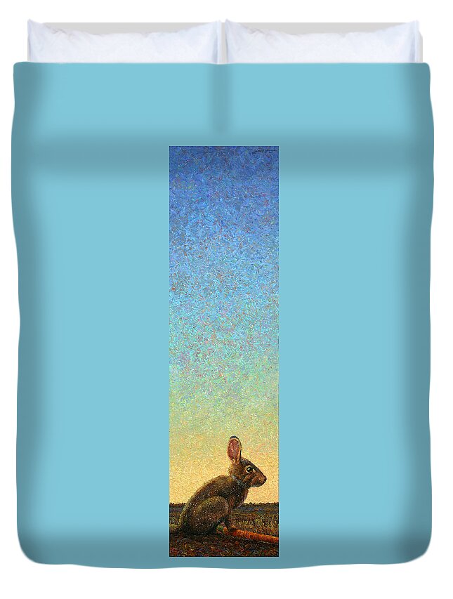 Rabbit Duvet Cover featuring the painting Guard by James W Johnson