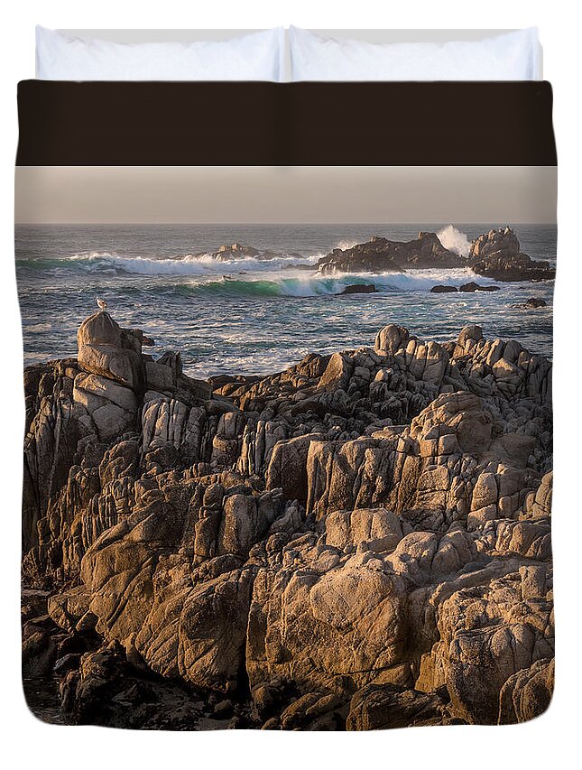 Rocky Coastline Duvet Cover featuring the photograph Guardians of the Shore by Derek Dean
