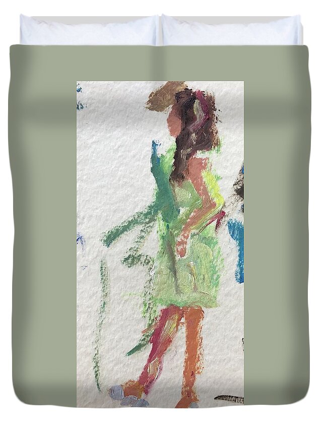  Duvet Cover featuring the painting Guest 6 by Carol Berning