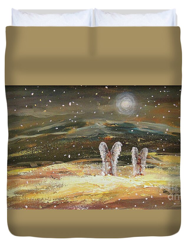 Guiding Light Duvet Cover featuring the painting Guiding Light by Dariusz Orszulik