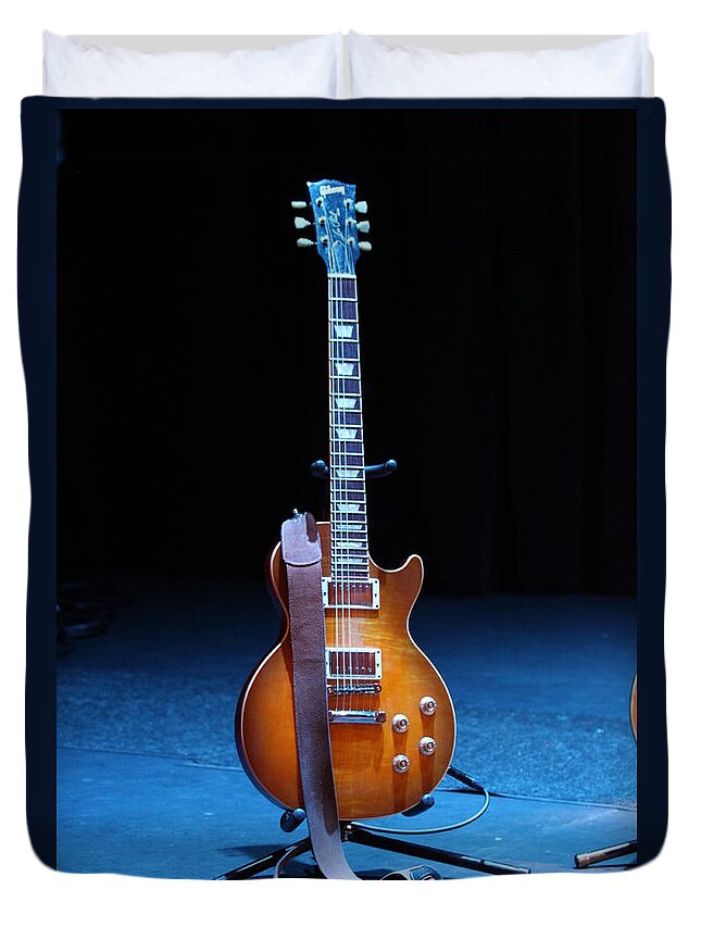 Guitar Duvet Cover featuring the photograph Guitar Blue by Lauri Novak