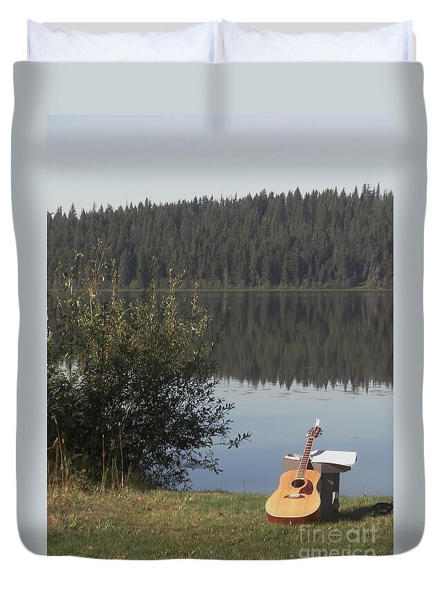 Guitar Duvet Cover featuring the photograph Guitar Lake by Vivian Martin