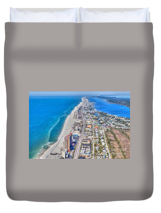 Gulf Shores Duvet Cover featuring the photograph Gulf Shores Beach Looking W by Gulf Coast Aerials -