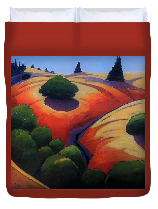 Gully Duvet Cover featuring the painting Gully by Gary Coleman