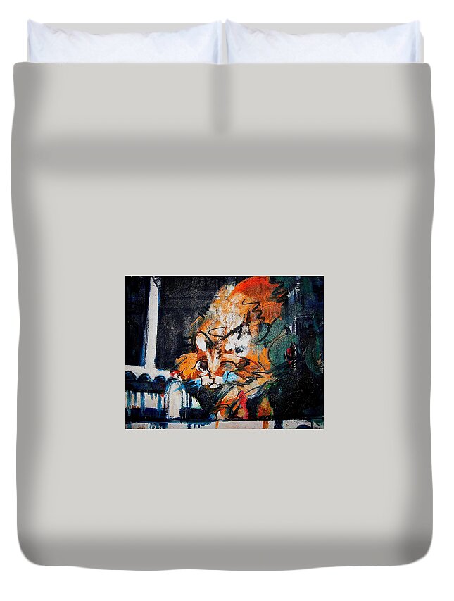 Paintings Duvet Cover featuring the painting Gus by Les Leffingwell