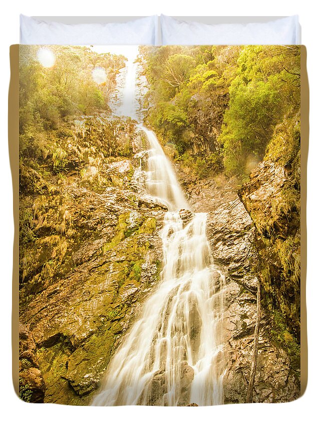 Forest Duvet Cover featuring the photograph Gushing western waters by Jorgo Photography