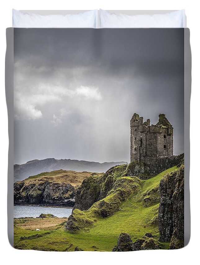 Argyll And Bute Duvet Cover featuring the photograph Gylen Castle on Kerrera in Scotland by Neil Alexander Photography