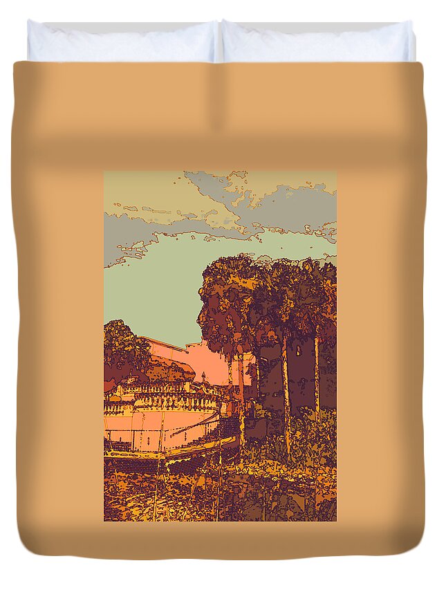 Hacienda Landscape Duvet Cover featuring the photograph Hacienda of old by James Rentz