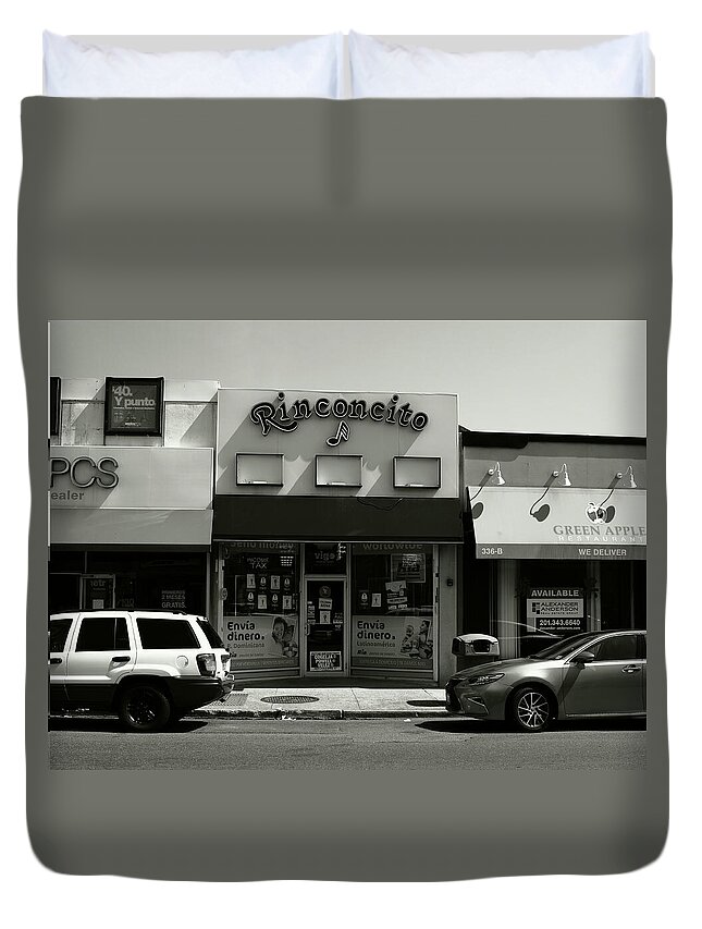 America Duvet Cover featuring the photograph Hackensack, NJ - Rinconcito BW 2018 by Frank Romeo