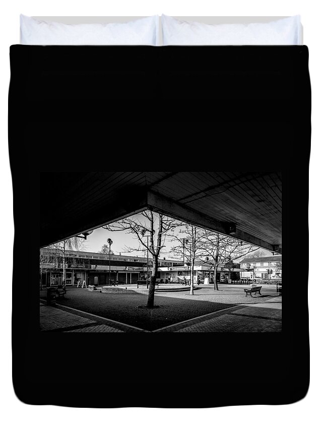 Hale Barns Precinct Duvet Cover featuring the photograph Hale Barns Square as it used to be by Neil Alexander Photography