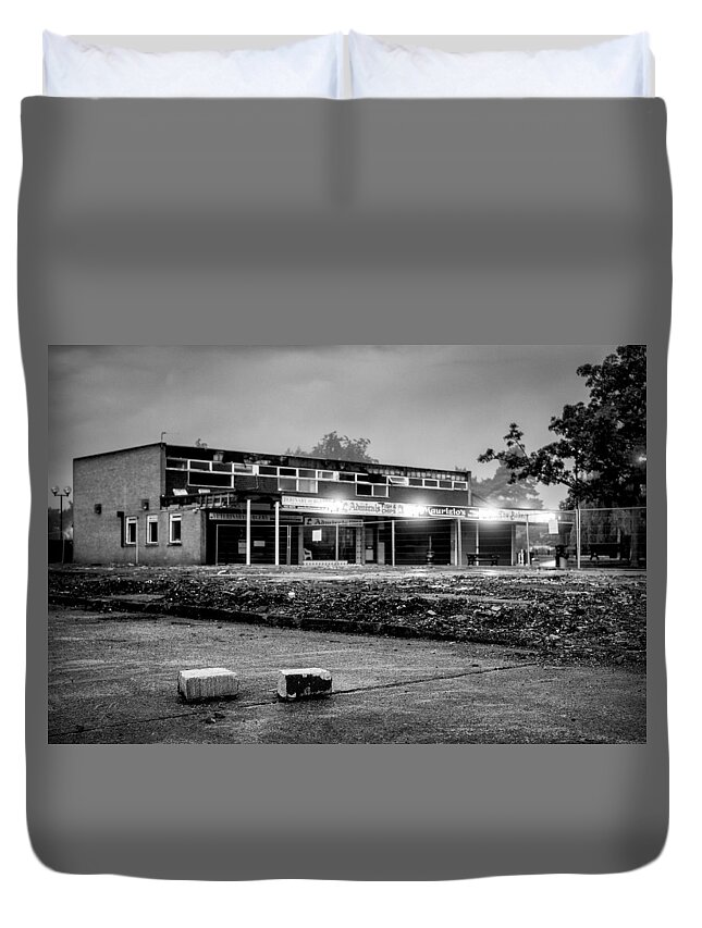 Dawn Duvet Cover featuring the photograph Hale Barns Square - Demolition in progress by Neil Alexander Photography