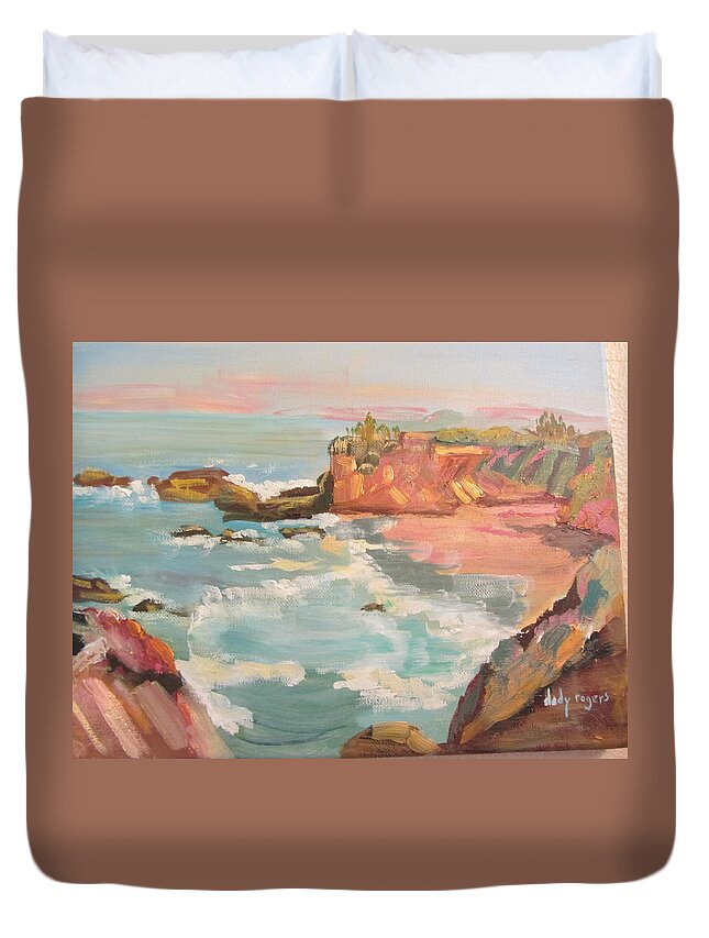 Seascape Duvet Cover featuring the painting Half Moon Bay by Dody Rogers