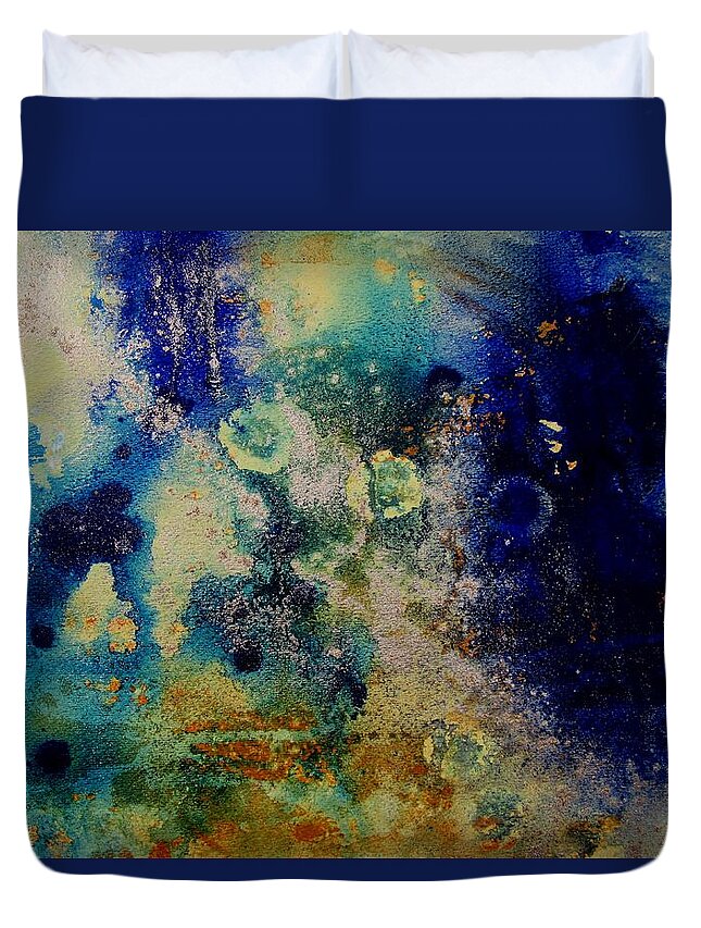 Abstract Duvet Cover featuring the painting Halfway to Midnight by Louise Adams