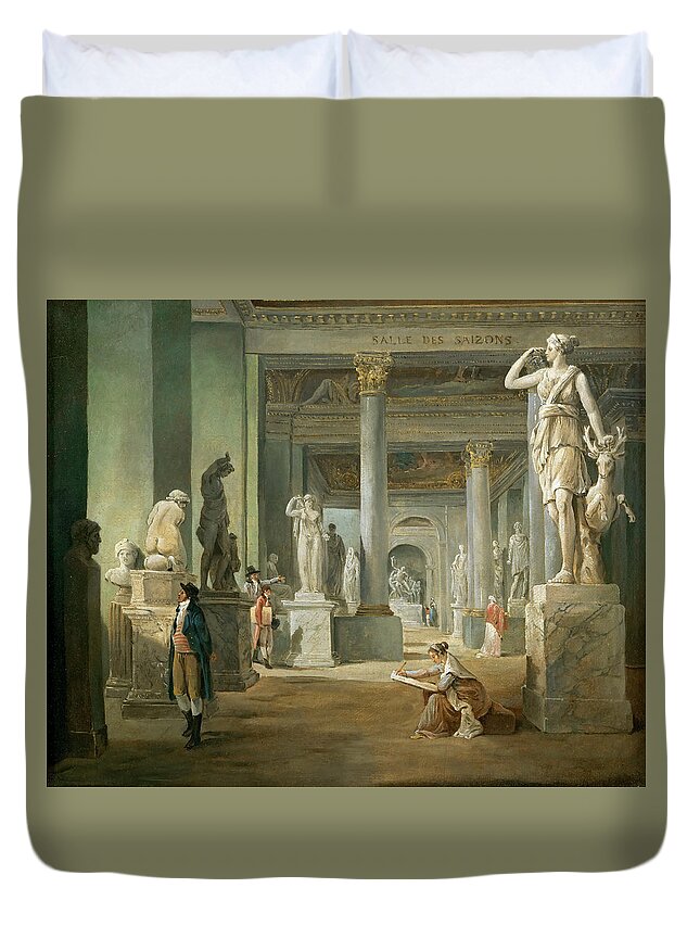 Hubert Robert Duvet Cover featuring the painting Hall of Seasons at the Louvre by Hubert Robert
